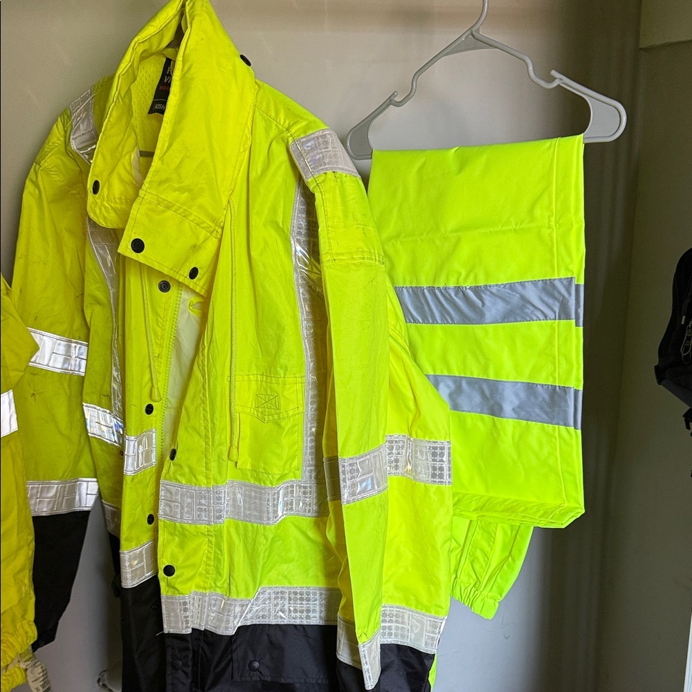 High-Visibility Yellow Reflective Jacket and Pants Set
